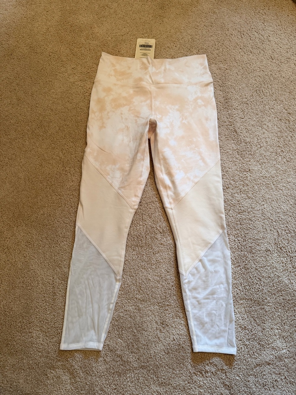 NWT Fabletics PowerHold Cream Tie-Dye Paneled 7/8 Leggings - Medium